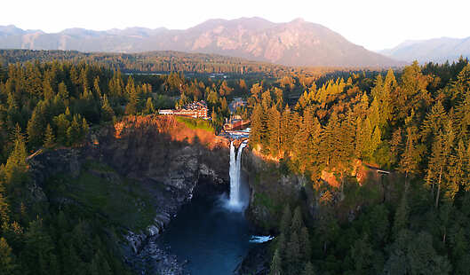 Aerial View of The Lodge and Snoqualmie Falls