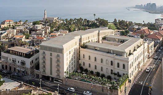 The Jaffa Hotel external image with surroundings Jaffa neighborhood and Tel Aviv sea view.