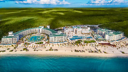Secluded and serene yet only 15 mins from CUN airport, Haven is spacious yet intimate. A birds-eye view of the resort.  