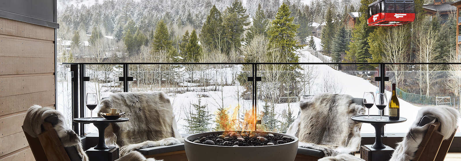 Caldera House Exterior Balcony with Fire Pit
