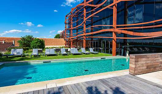 Indoor-outdoor swimming pool. 