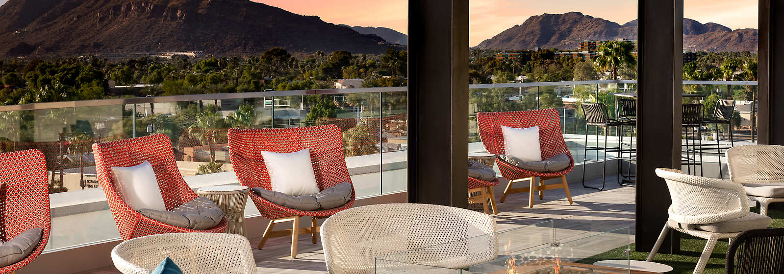 Scenic Scottsdale mountain views at Outrider Rooftop Lounge
