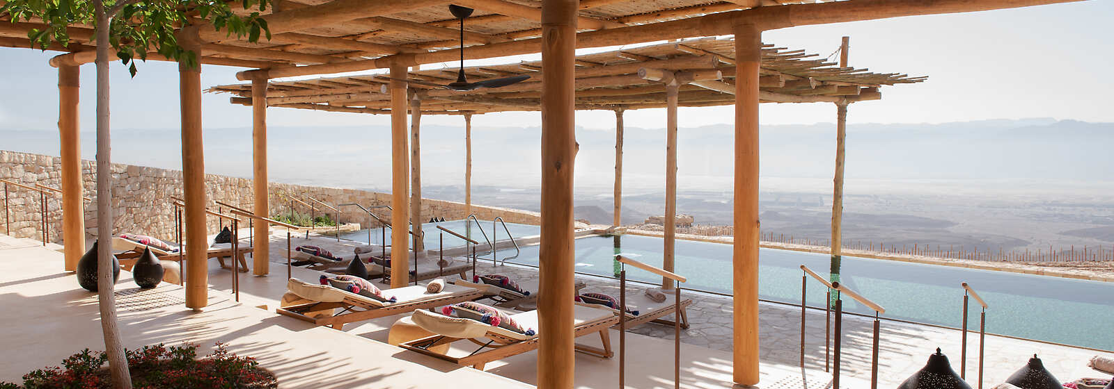 Our outdoor pool overlooking the Edom Mountains.