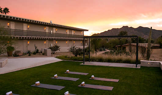 Yoga lawn for wellness programming such as yoga or sunset sound healing