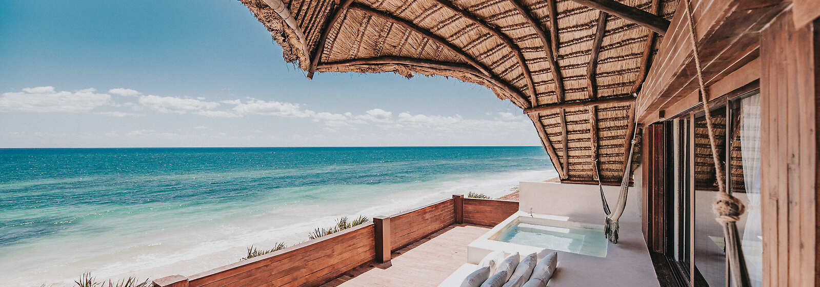 Casa Palapa features a private terrace with an ocean view, a sitting area, a dining room for 20 guests, a jacuzzi, and a beach cabana. 