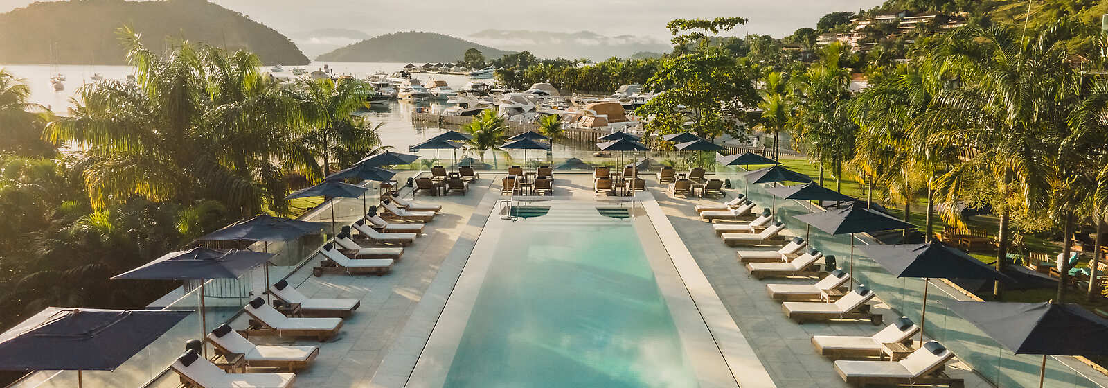 Outdoor pool facing the ocean. 
