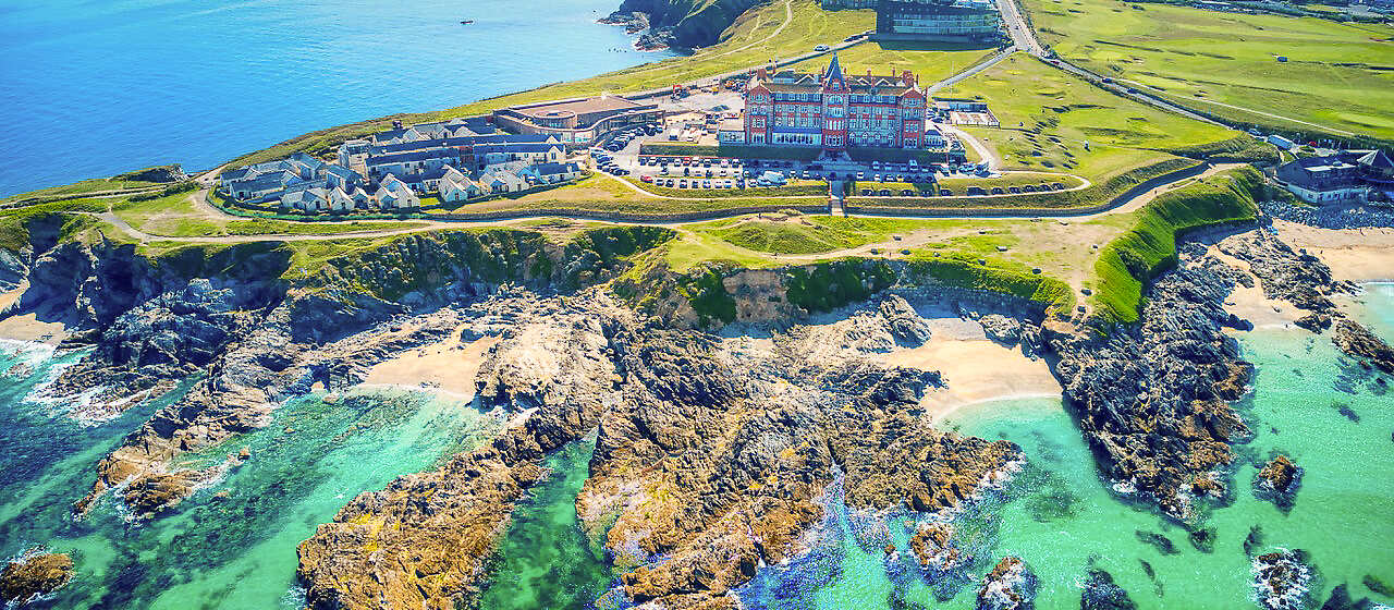 Aerial View of The Headland Hotel and Spa