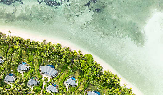Exterior aerial view of the villas