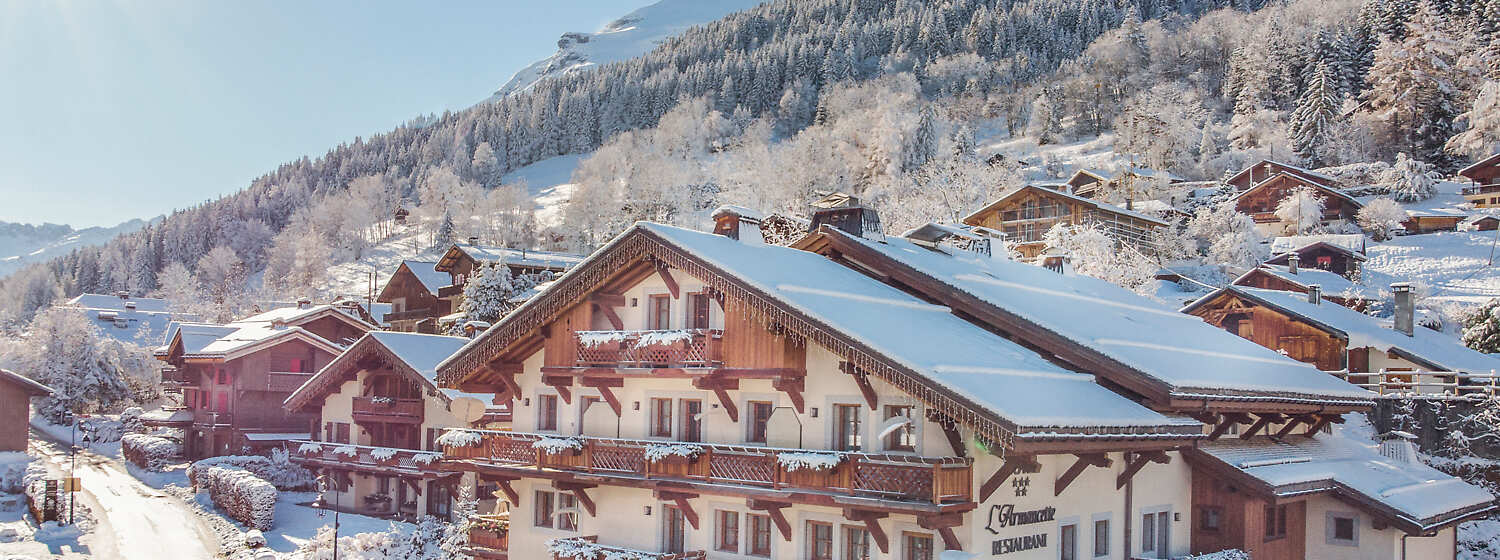 Hotel exterior in winter