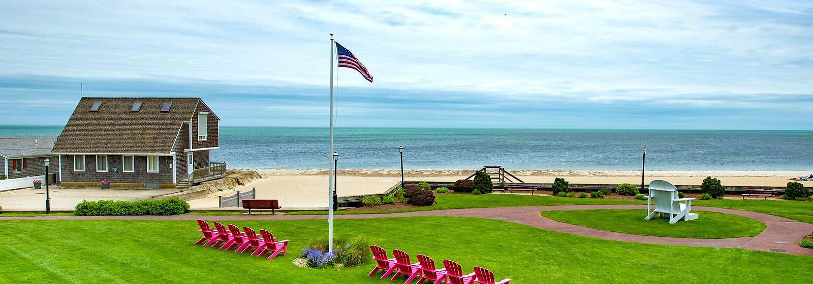 Aerial View of Red Jacket Beach Resort Private Beach 