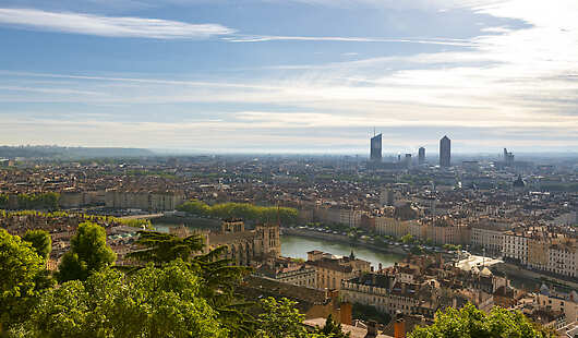 Panoramic view over the city of Lyon from the property