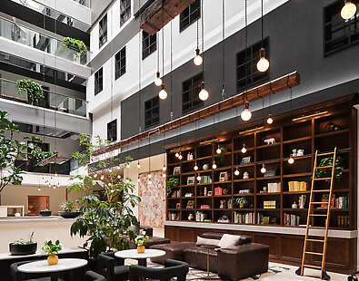 5 story high atrium lobby