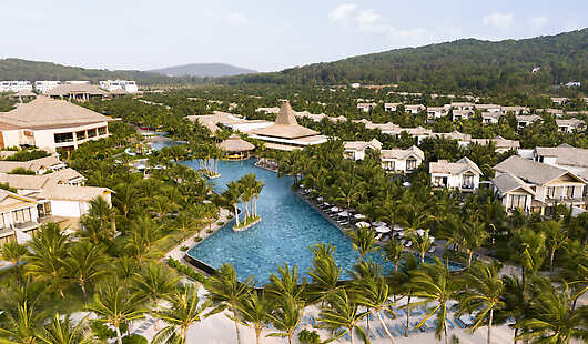 Aerial View of Swimming Pool and Resort Beach