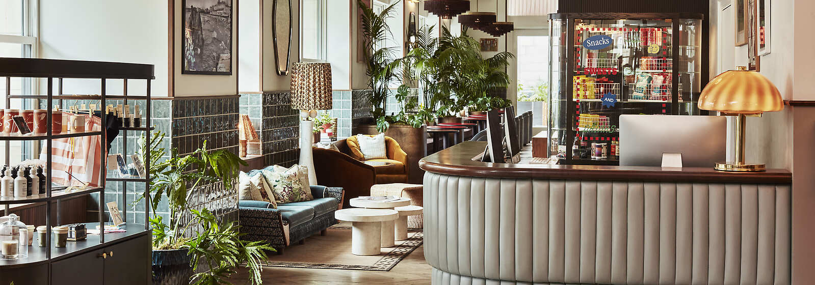 The Hoxton, Downtown LA hotel lobby and reception desk during the day