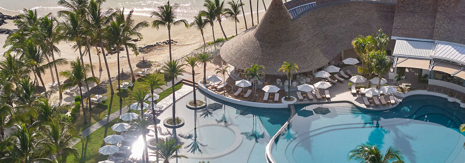 LUX* Belle Mare Swimming Pool Aerial View