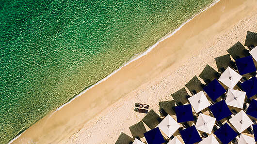 Aerial View of Avaton Luxury Beach Resort Beach