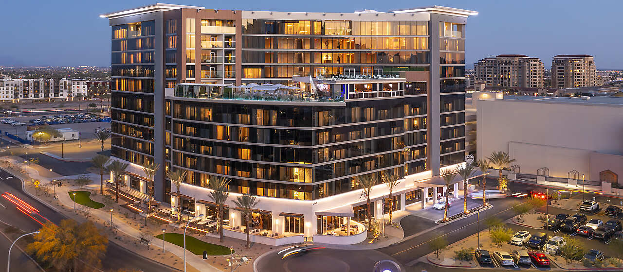 Aerial View of Caesars Republic Scottsdale, A Hilton Hotel