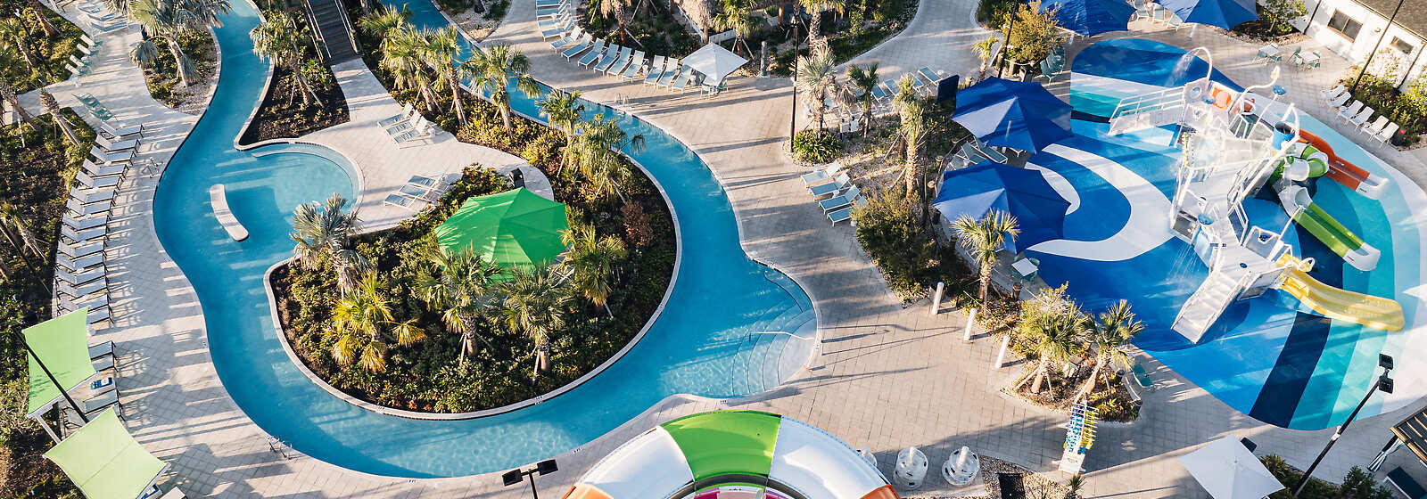 Aerial View of Resort Waterpark and Swimming Pool