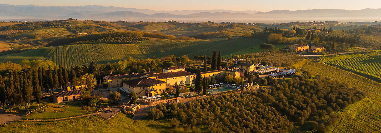 Aerial View of Villa Petriolo Tuscany