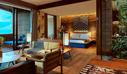 Rooftop Suite Living Area and Guestroom 