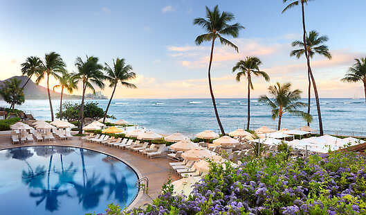 Aerial View of Halekulani Pool and Beach
