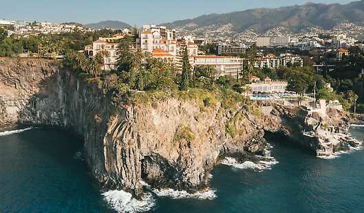 Aerial view of Reid’s Palace, A Belmond Hotel, Madeira