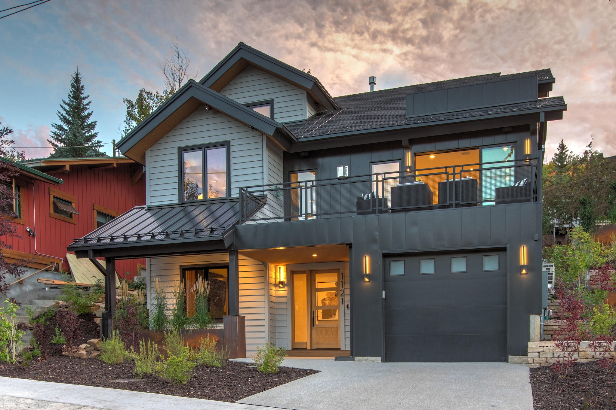 Exterior of craftsman-style two-story house.