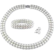 linkToText Delmar Jewelry Ensemble de collier, bracelet et boucles d’oreilles avec perles d’eau douce blanches (argent) detailsPageText
